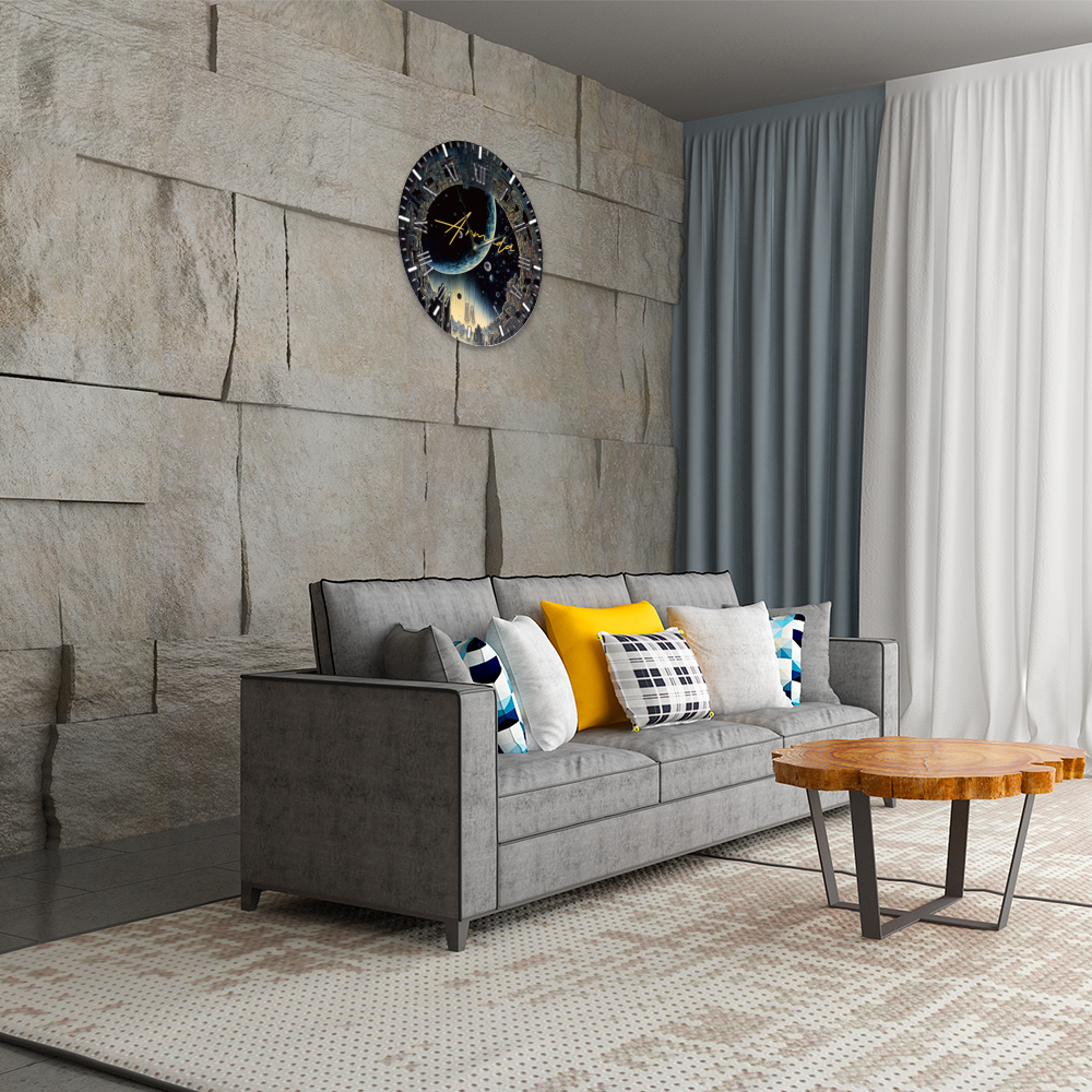Astral Gate - Round Non-ticking Wooden Wall Clock