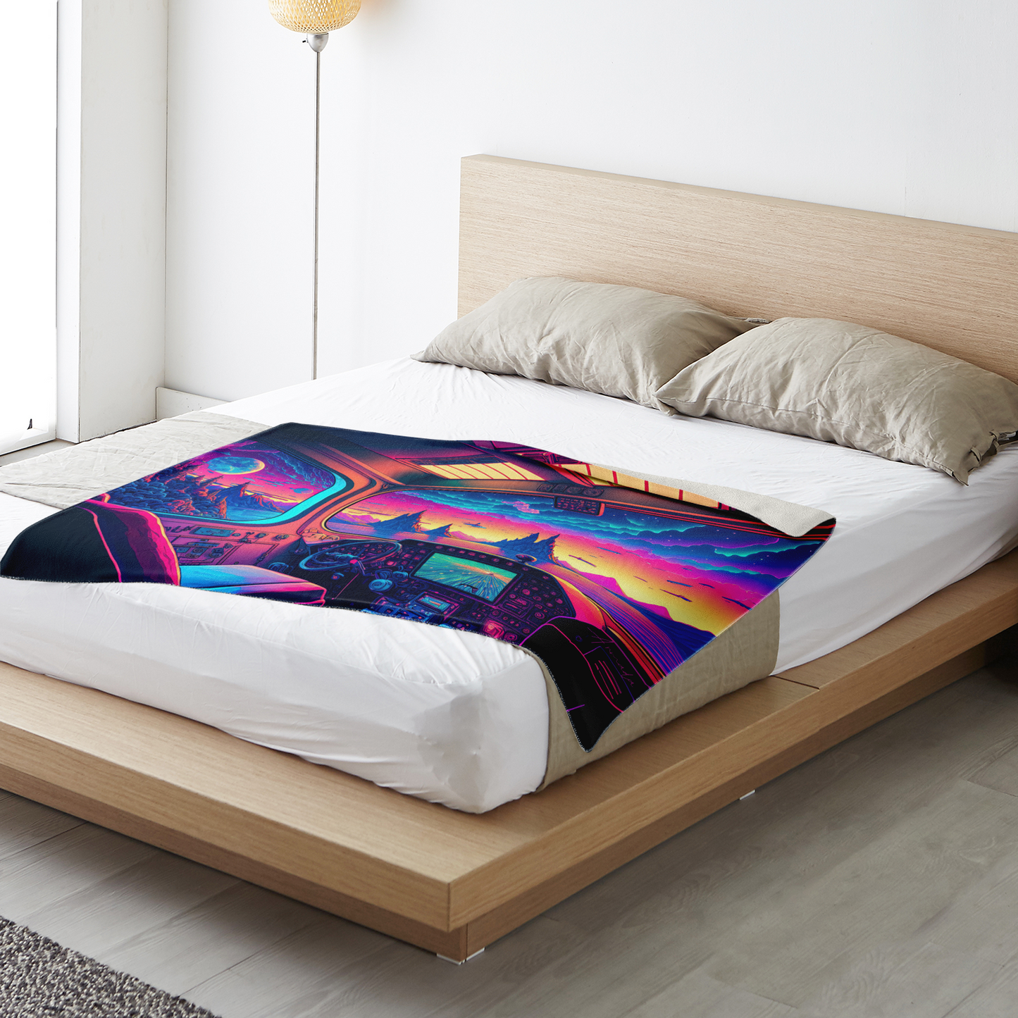Planet Vaporwave - Premium Microfleece Blanket