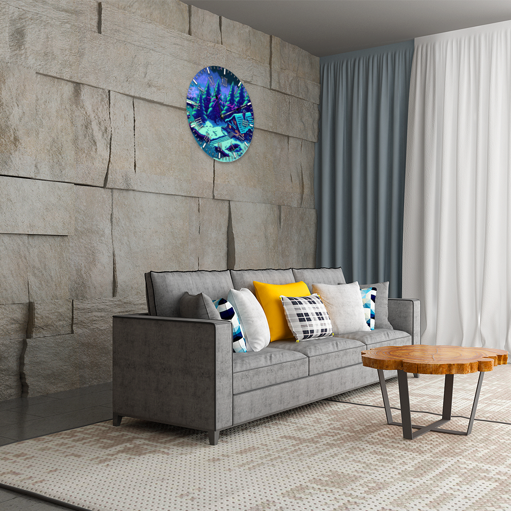 Hidden Creek Lodge - Round Non-ticking Wooden Wall Clock