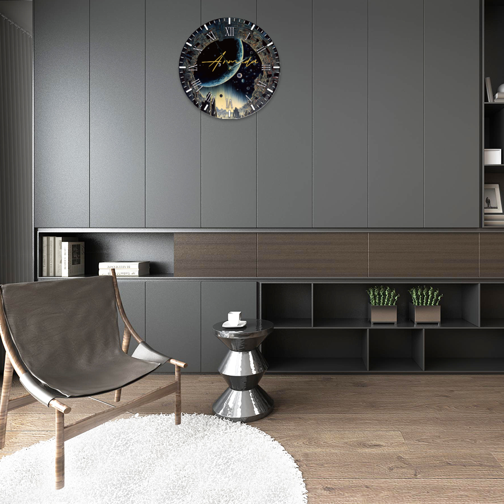 Astral Gate - Round Non-ticking Wooden Wall Clock