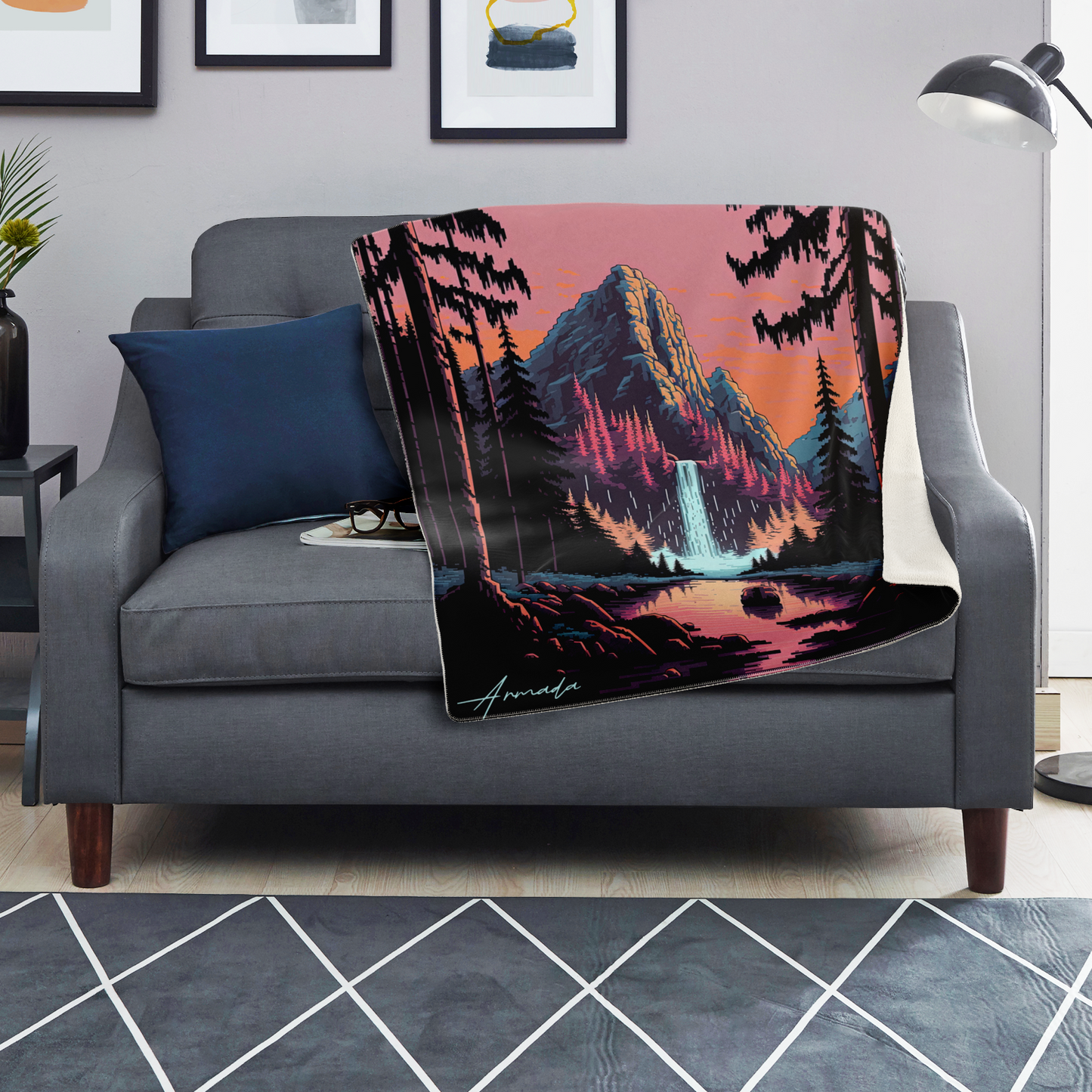 Wind River Falls - Premium Microfleece Blanket