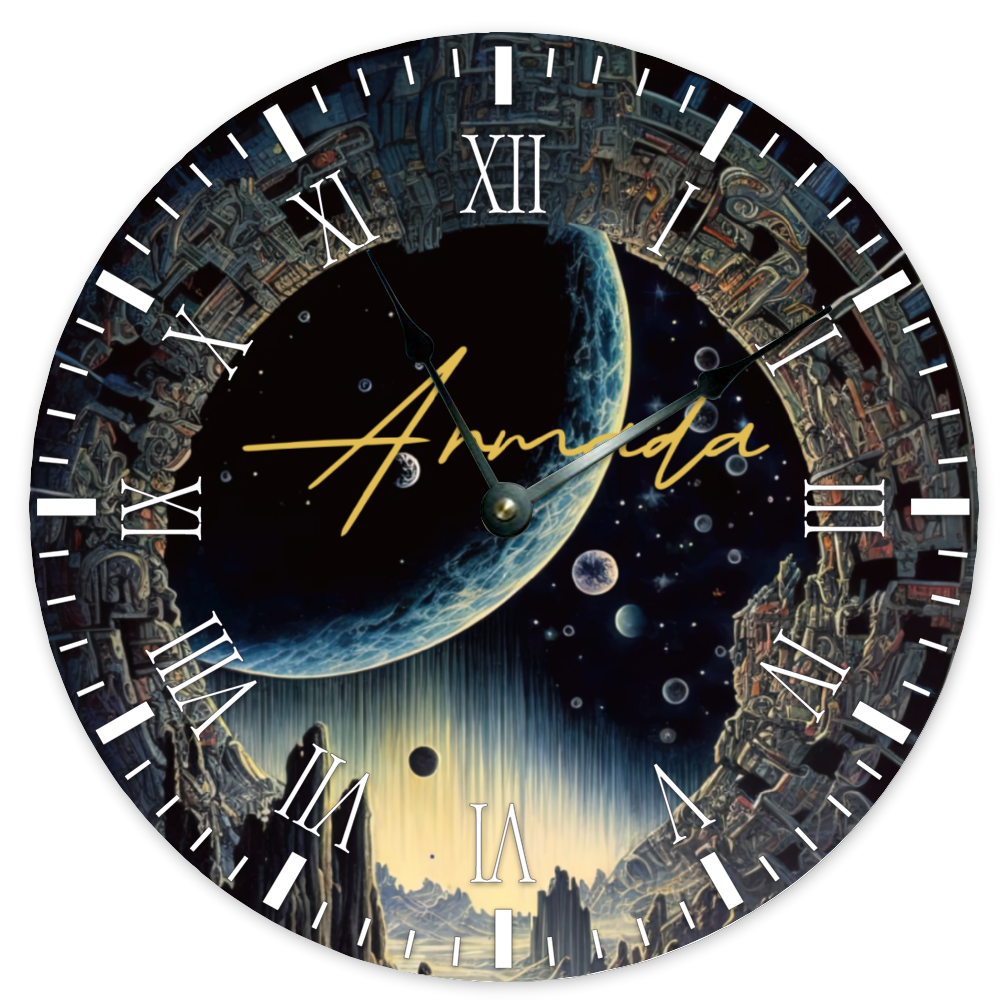 Astral Gate - Round Non-ticking Wooden Wall Clock