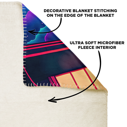 Planet Vaporwave - Premium Microfleece Blanket