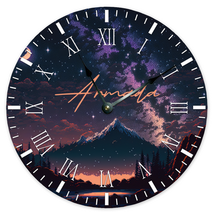 Cosmic Summit - Round Non-ticking Wooden Wall Clock