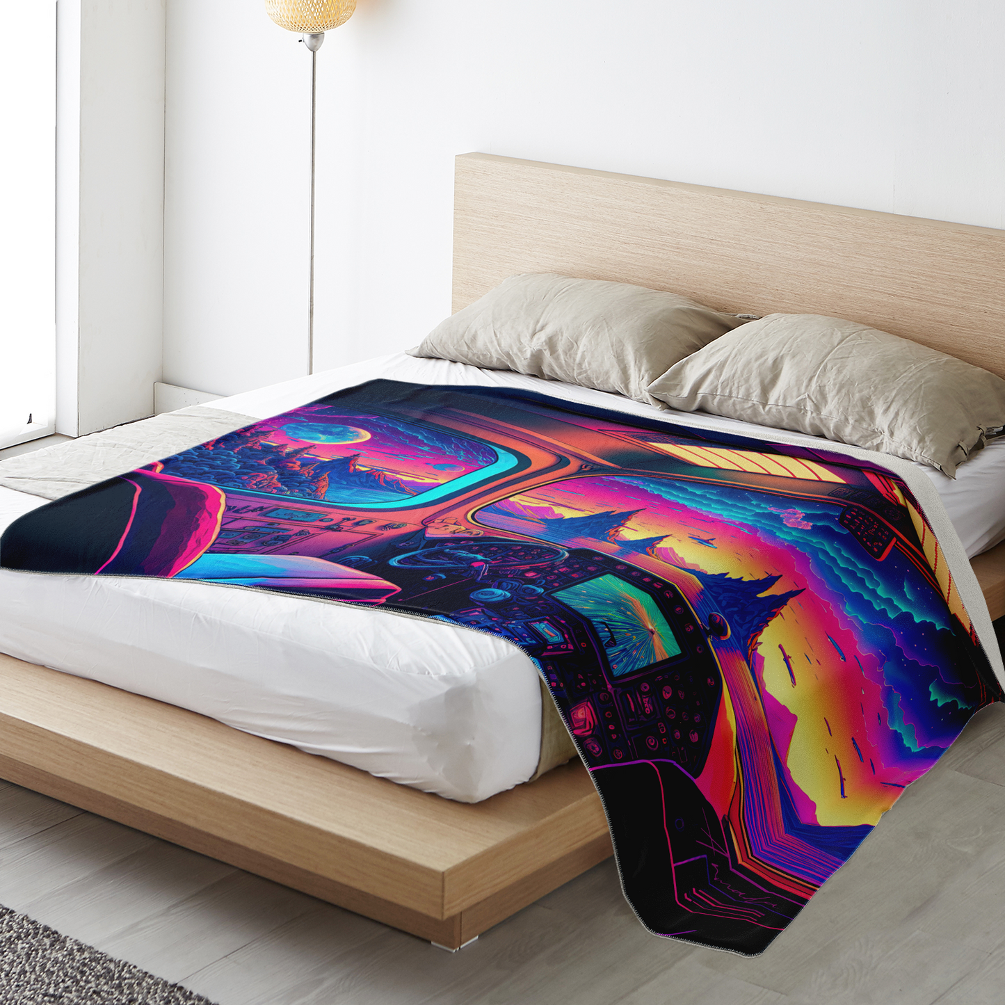 Planet Vaporwave - Premium Microfleece Blanket
