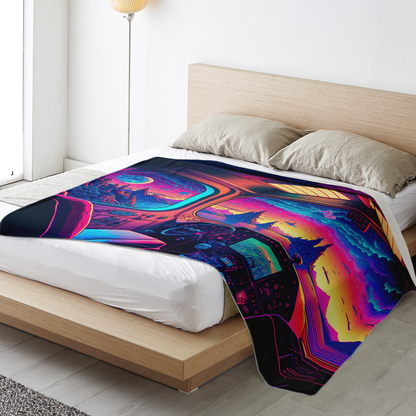 Planet Vaporwave - Premium Microfleece Blanket