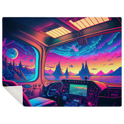 Planet Vaporwave - Premium Microfleece Blanket