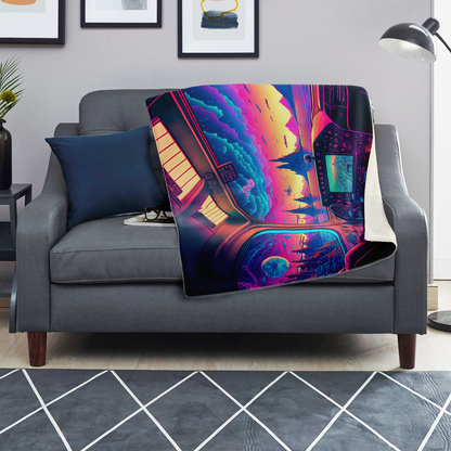 Planet Vaporwave - Premium Microfleece Blanket
