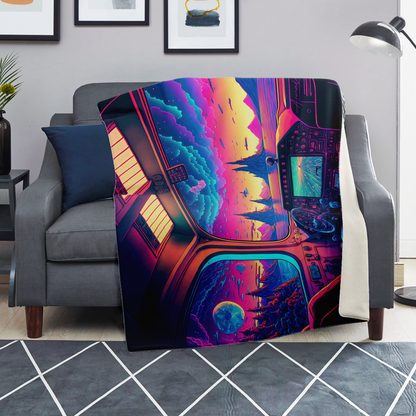 Planet Vaporwave - Premium Microfleece Blanket