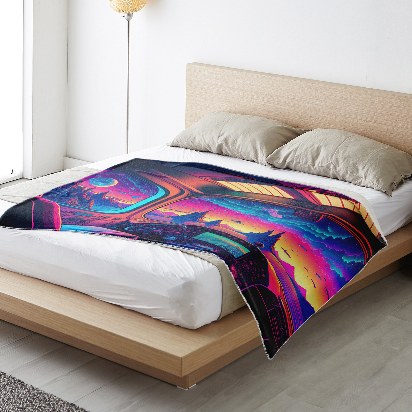 Planet Vaporwave - Premium Microfleece Blanket