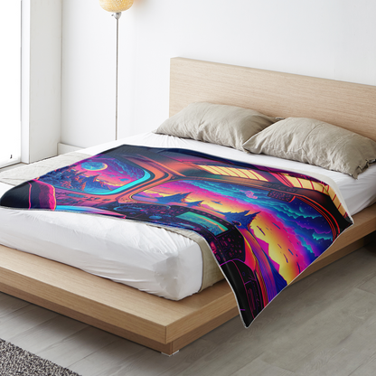 Planet Vaporwave - Premium Microfleece Blanket